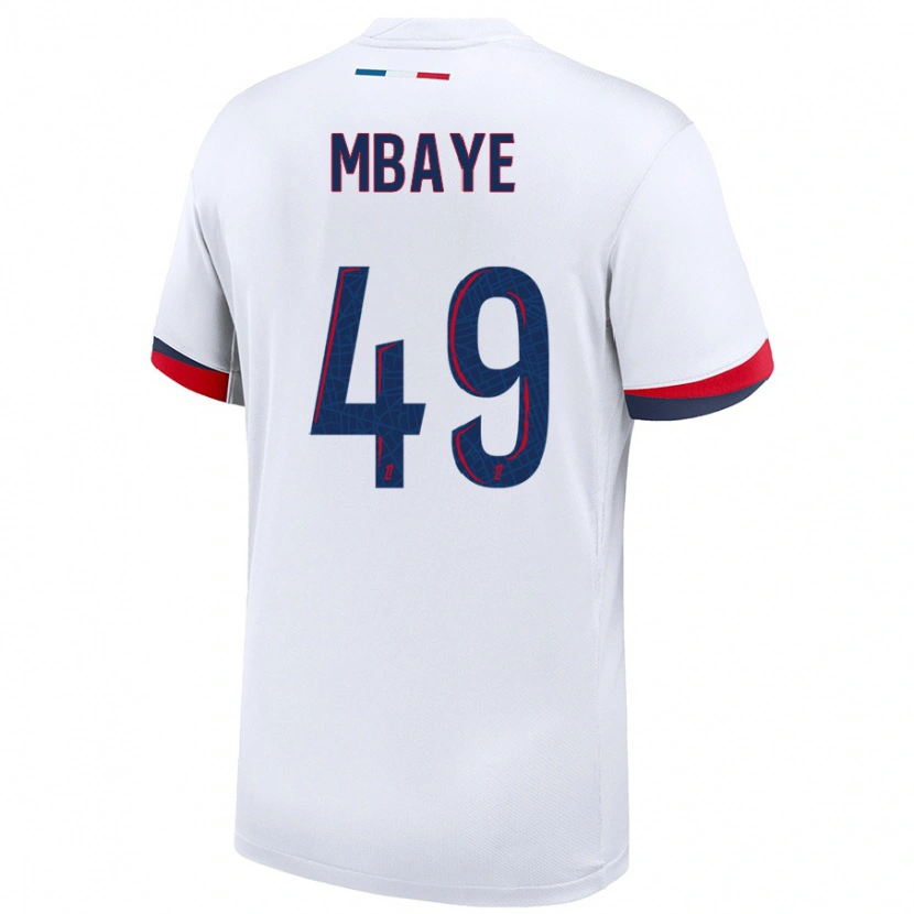 Danxen Bambino Maglia Ibrahim Mbaye #49 Bianco Blu Rosso Kit Gara Away 2024/25 Maglietta