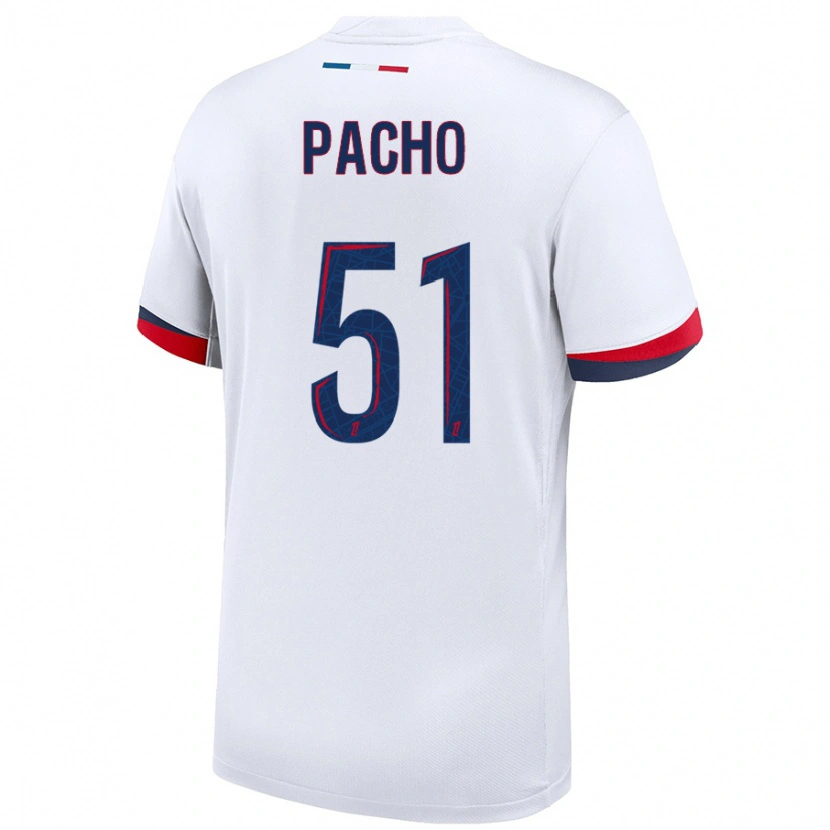 Danxen Bambino Maglia Willian Pacho #51 Bianco Blu Rosso Kit Gara Away 2024/25 Maglietta