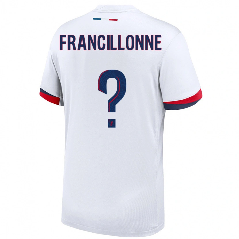 Danxen Bambino Maglia Bryan Francillonne #0 Bianco Blu Rosso Kit Gara Away 2024/25 Maglietta