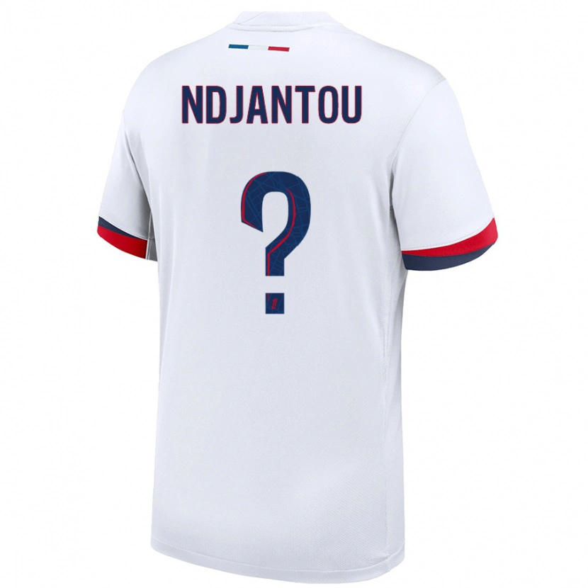 Danxen Bambino Maglia Quentin Ndjantou #0 Bianco Blu Rosso Kit Gara Away 2024/25 Maglietta