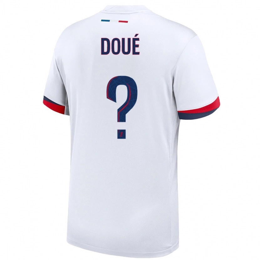 Danxen Bambino Maglia Gueladan Doué #0 Bianco Blu Rosso Kit Gara Away 2024/25 Maglietta