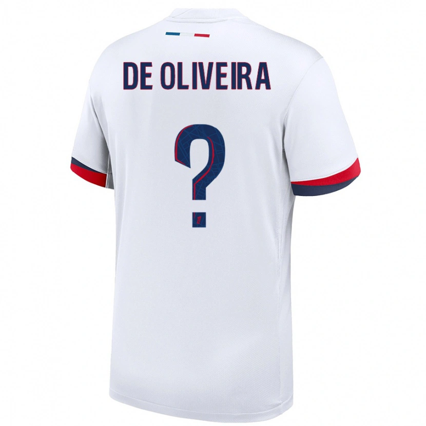 Danxen Bambino Maglia Mathieu De Oliveira #0 Bianco Blu Rosso Kit Gara Away 2024/25 Maglietta