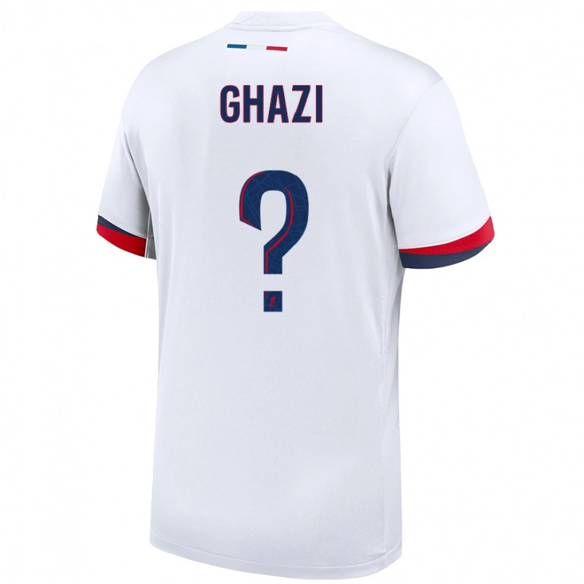 Danxen Bambino Maglia Yacine Ghazi #0 Bianco Blu Rosso Kit Gara Away 2024/25 Maglietta