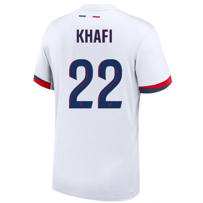Danxen Bambino Maglia Yanis Khafi #22 Bianco Blu Rosso Kit Gara Away 2024/25 Maglietta