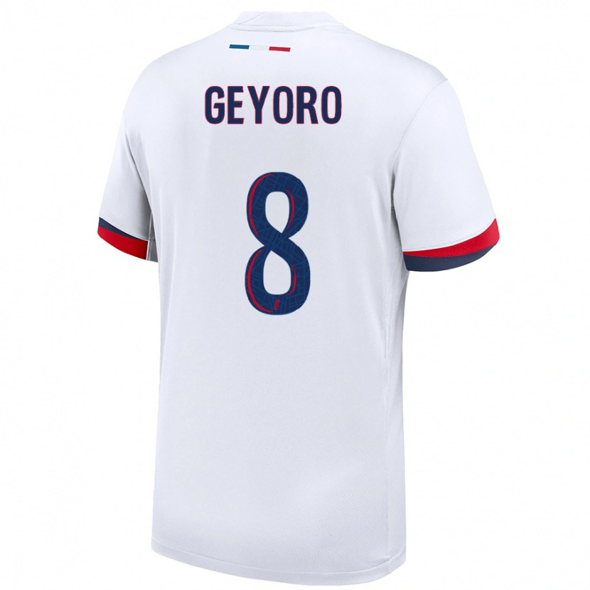 Danxen Bambino Maglia Grace Geyoro #8 Bianco Blu Rosso Kit Gara Away 2024/25 Maglietta