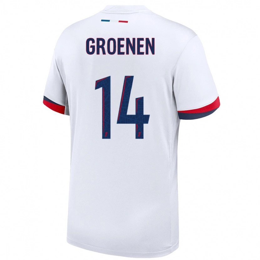 Danxen Bambino Maglia Jackie Groenen #14 Bianco Blu Rosso Kit Gara Away 2024/25 Maglietta