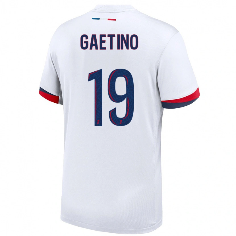 Danxen Bambino Maglia Eva Gaetino #19 Bianco Blu Rosso Kit Gara Away 2024/25 Maglietta