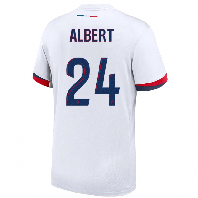 Danxen Bambino Maglia Korbin Albert #24 Bianco Blu Rosso Kit Gara Away 2024/25 Maglietta