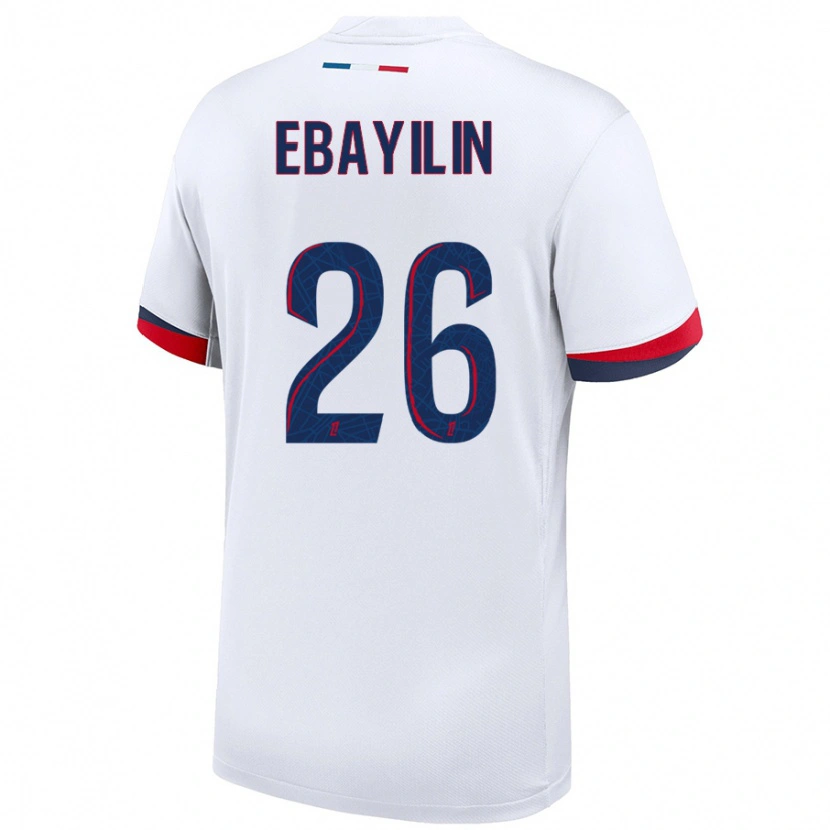 Danxen Bambino Maglia Anaïs Ebayilin #26 Bianco Blu Rosso Kit Gara Away 2024/25 Maglietta