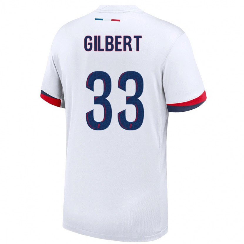 Danxen Bambino Maglia Tara Elimbi Gilbert #33 Bianco Blu Rosso Kit Gara Away 2024/25 Maglietta