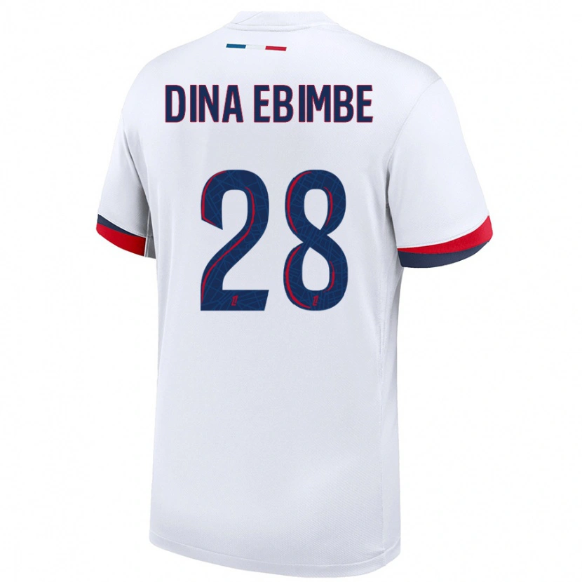 Danxen Bambino Maglia Eric Junior Dina Ebimbe #28 Bianco Blu Rosso Kit Gara Away 2024/25 Maglietta