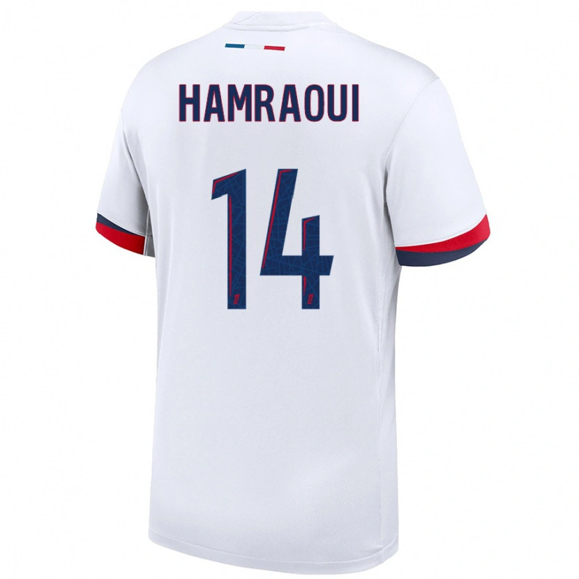 Danxen Bambino Maglia Kheira Hamraoui #14 Bianco Blu Rosso Kit Gara Away 2024/25 Maglietta