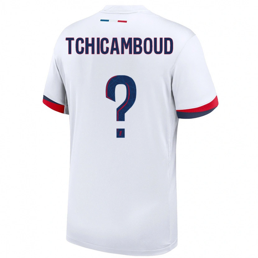 Danxen Bambino Maglia Queyrell Tchicamboud #0 Bianco Blu Rosso Kit Gara Away 2024/25 Maglietta