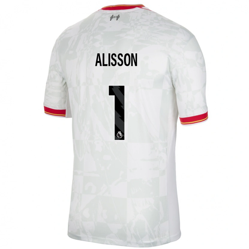 Danxen Bambino Maglia Alisson #1 Bianco Rosso Nero Kit Gara Third 2024/25 Maglietta