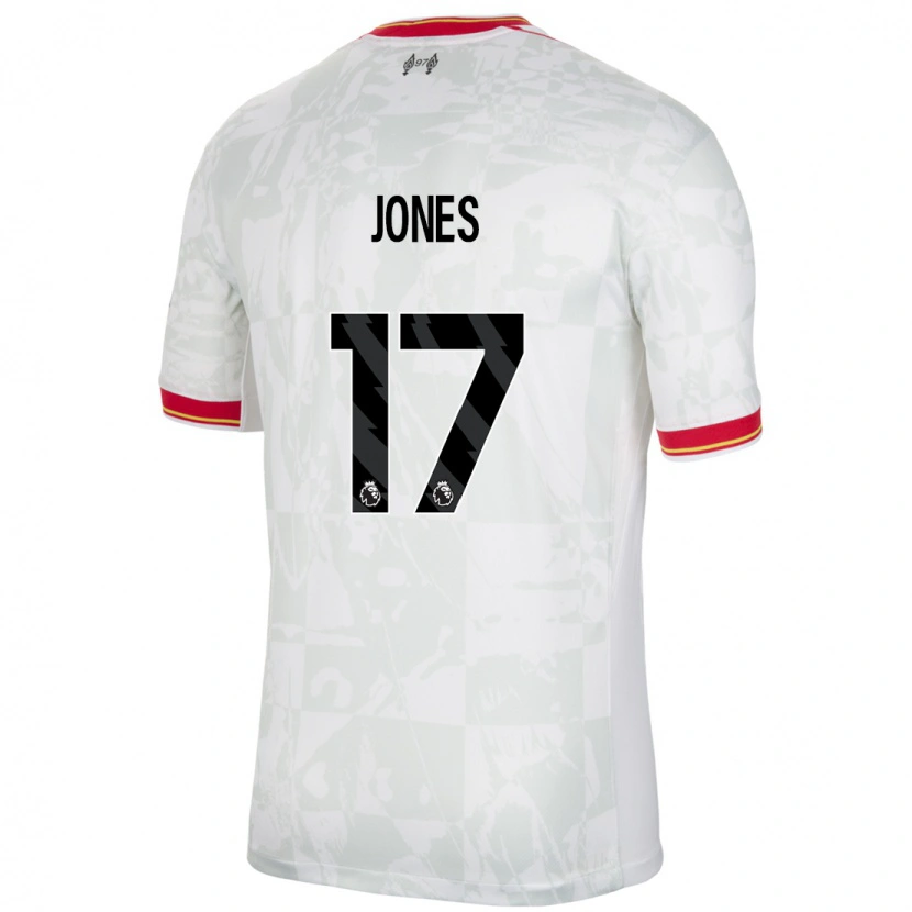 Danxen Bambino Maglia Curtis Jones #17 Bianco Rosso Nero Kit Gara Third 2024/25 Maglietta