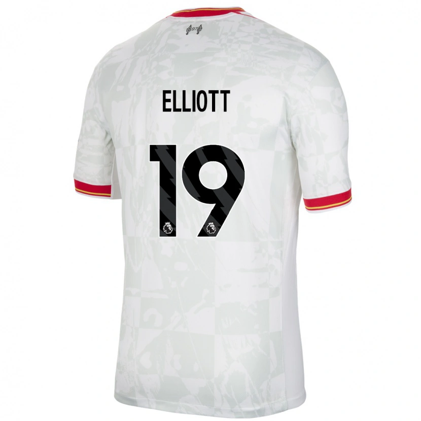 Danxen Bambino Maglia Harvey Elliott #19 Bianco Rosso Nero Kit Gara Third 2024/25 Maglietta