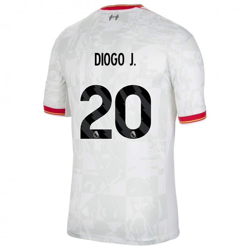 Danxen Bambino Maglia Diogo Jota #20 Bianco Rosso Nero Kit Gara Third 2024/25 Maglietta