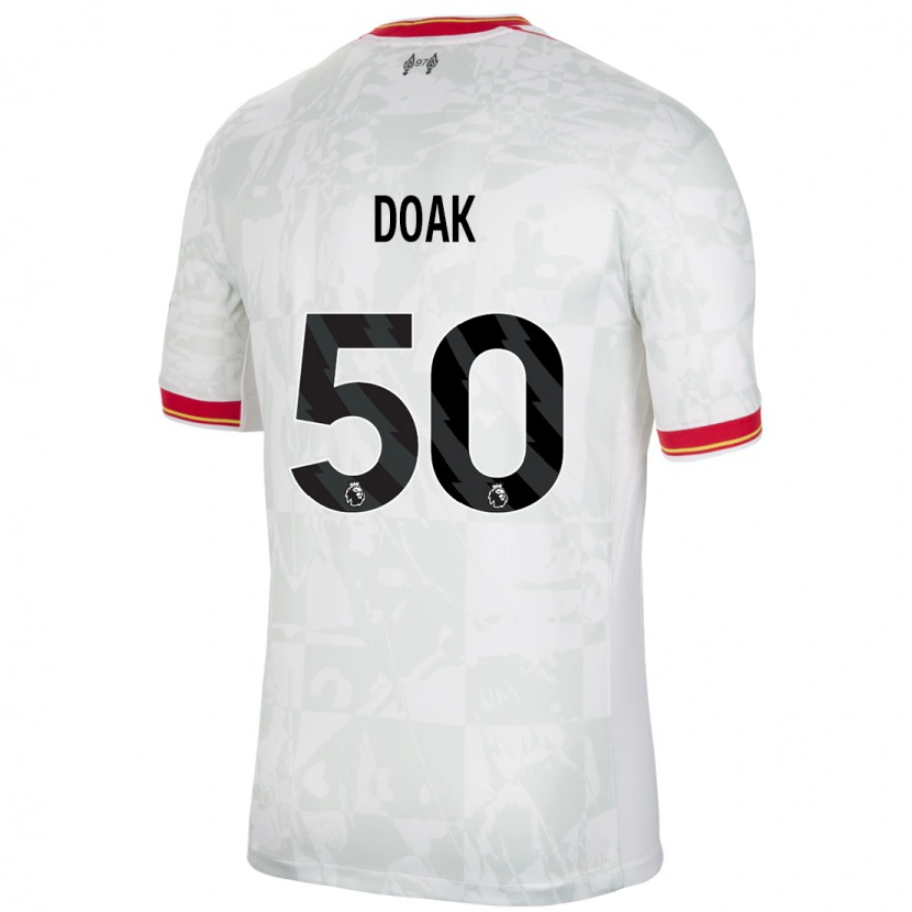 Danxen Bambino Maglia Ben Doak #50 Bianco Rosso Nero Kit Gara Third 2024/25 Maglietta