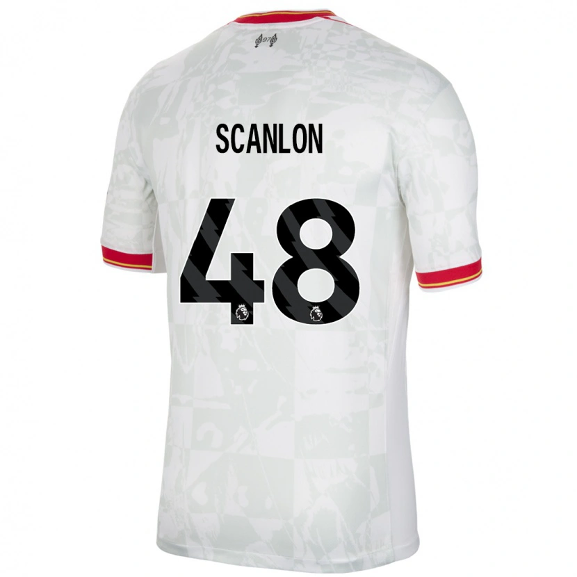 Danxen Bambino Maglia Calum Scanlon #48 Bianco Rosso Nero Kit Gara Third 2024/25 Maglietta