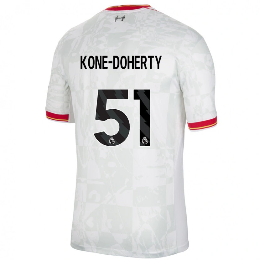 Danxen Bambino Maglia Trent Kone-Doherty #51 Bianco Rosso Nero Kit Gara Third 2024/25 Maglietta