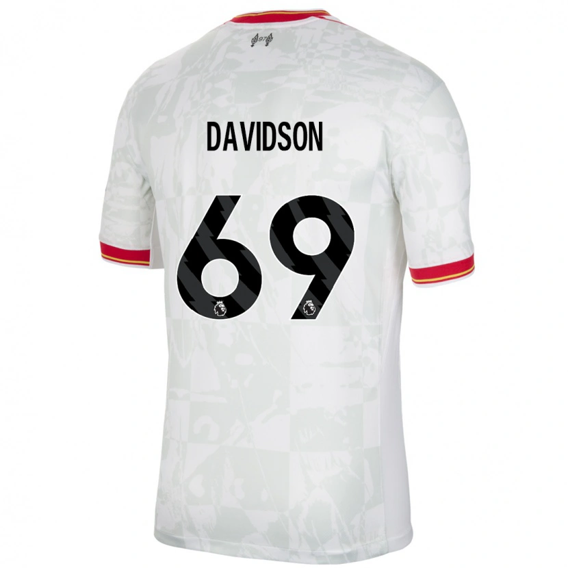 Danxen Bambino Maglia Josh Davidson #69 Bianco Rosso Nero Kit Gara Third 2024/25 Maglietta