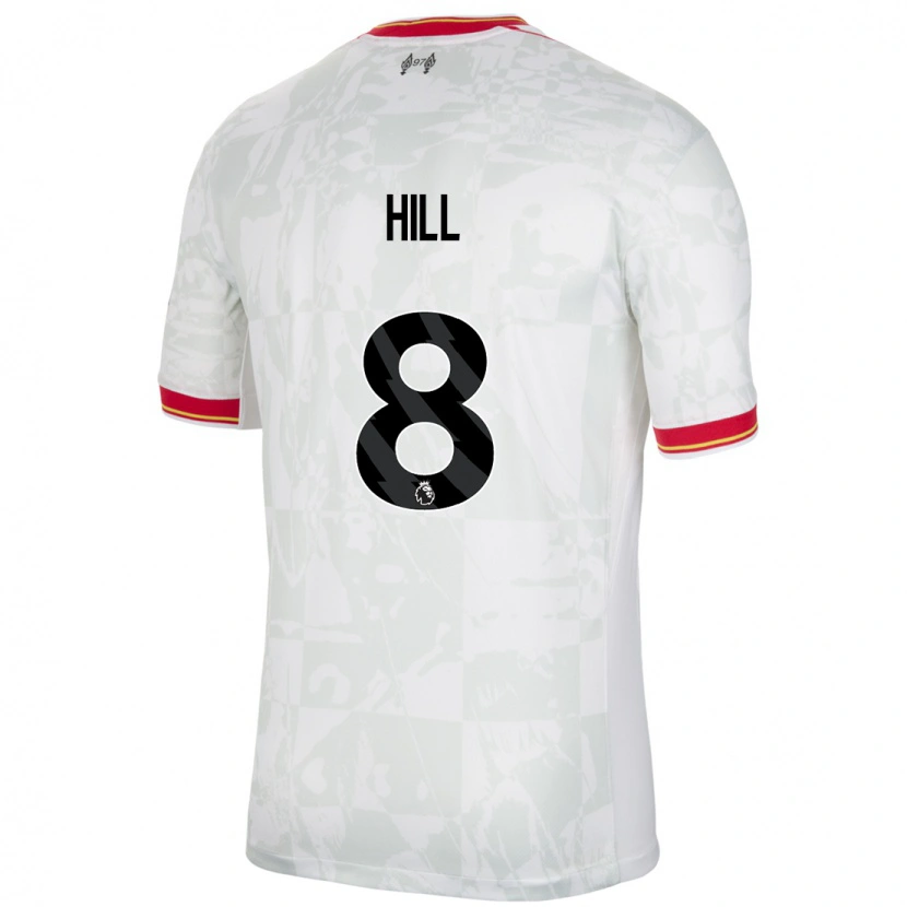 Danxen Bambino Maglia Tom Hill #8 Bianco Rosso Nero Kit Gara Third 2024/25 Maglietta