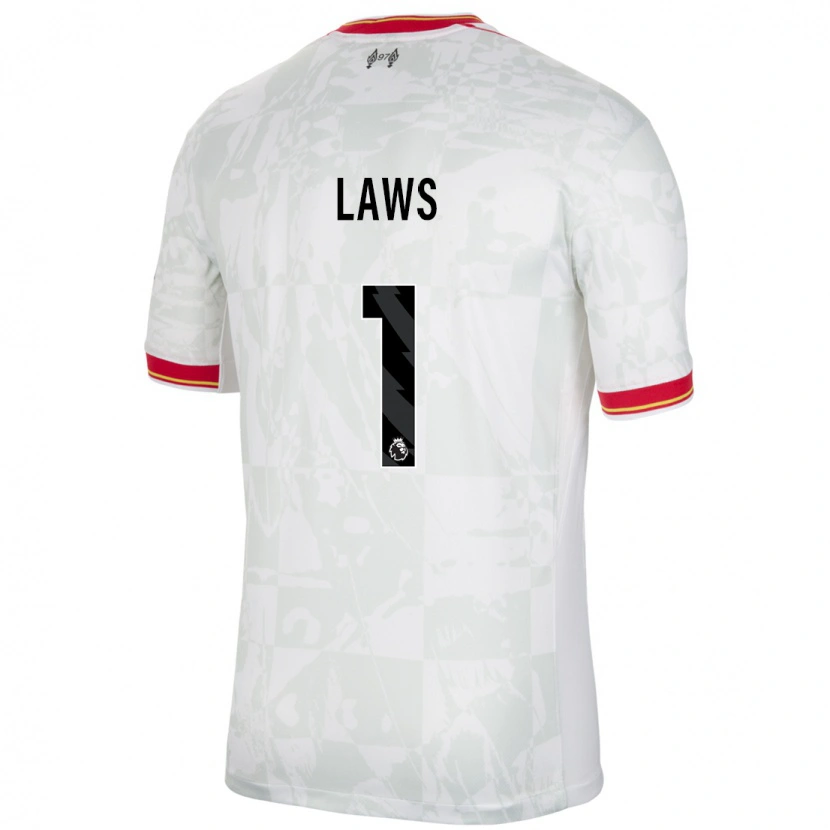 Danxen Bambino Maglia Rachael Laws #1 Bianco Rosso Nero Kit Gara Third 2024/25 Maglietta