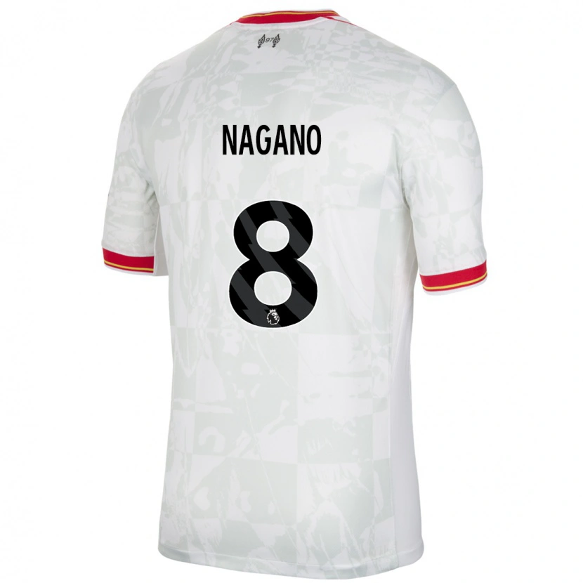 Danxen Bambino Maglia Fūka Nagano #8 Bianco Rosso Nero Kit Gara Third 2024/25 Maglietta