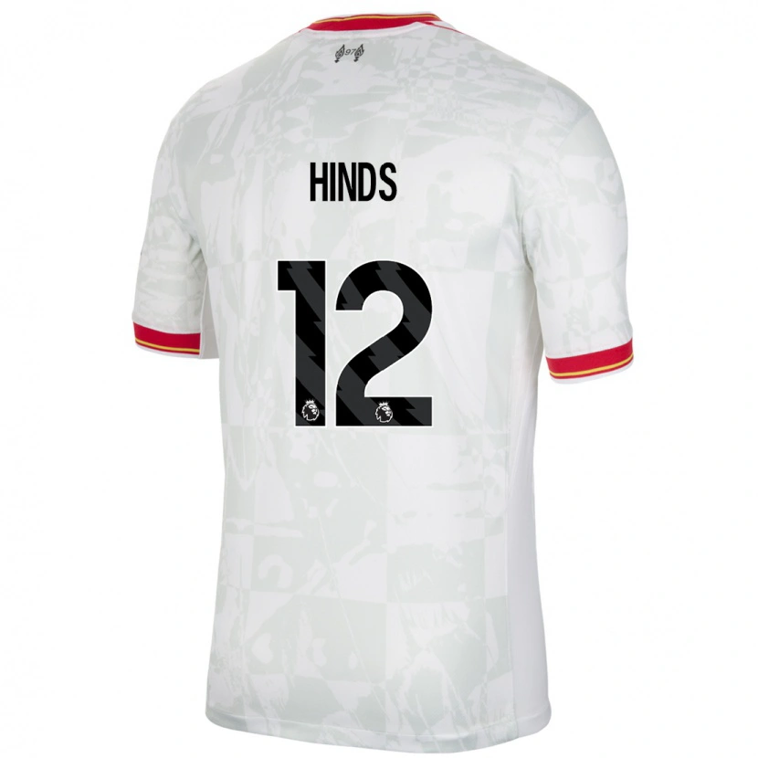 Danxen Bambino Maglia Taylor Hinds #12 Bianco Rosso Nero Kit Gara Third 2024/25 Maglietta