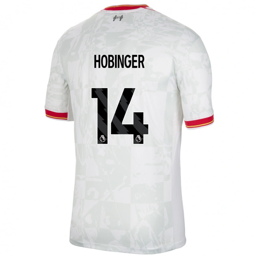 Danxen Bambino Maglia Marie Höbinger #14 Bianco Rosso Nero Kit Gara Third 2024/25 Maglietta