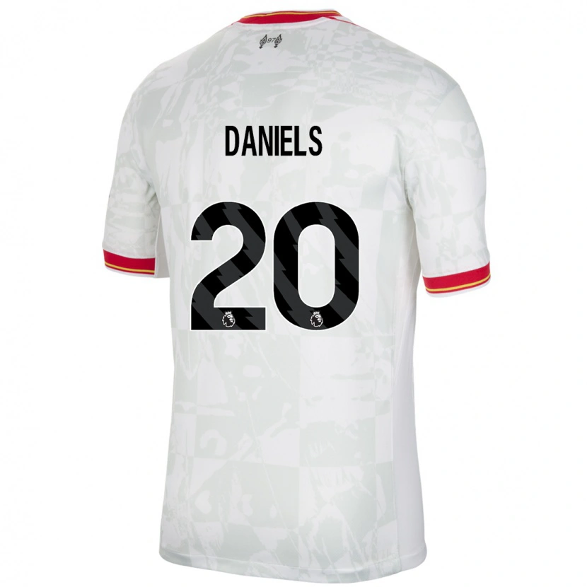 Danxen Bambino Maglia Yana Daniëls #20 Bianco Rosso Nero Kit Gara Third 2024/25 Maglietta