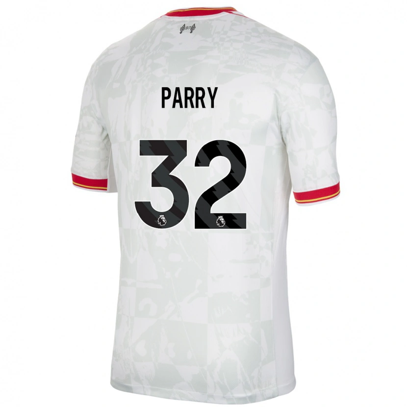 Danxen Bambino Maglia Lucy Parry #32 Bianco Rosso Nero Kit Gara Third 2024/25 Maglietta