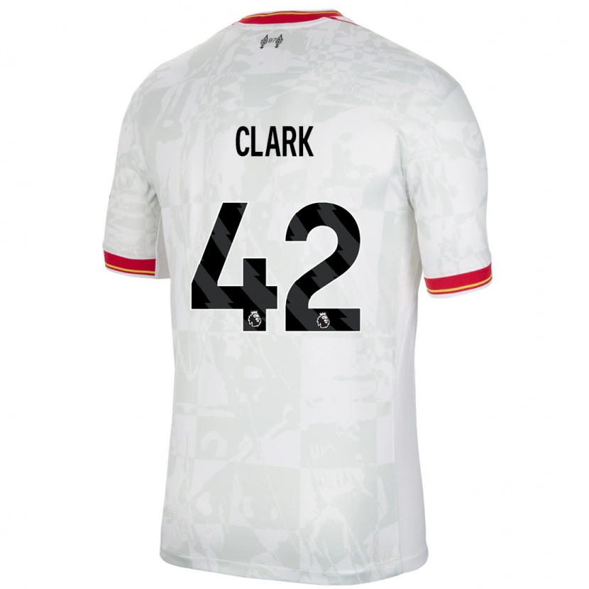 Danxen Bambino Maglia Bobby Clark #42 Bianco Rosso Nero Kit Gara Third 2024/25 Maglietta