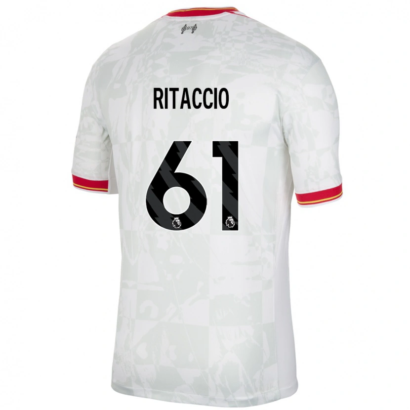 Danxen Bambino Maglia Matteo Ritaccio #61 Bianco Rosso Nero Kit Gara Third 2024/25 Maglietta