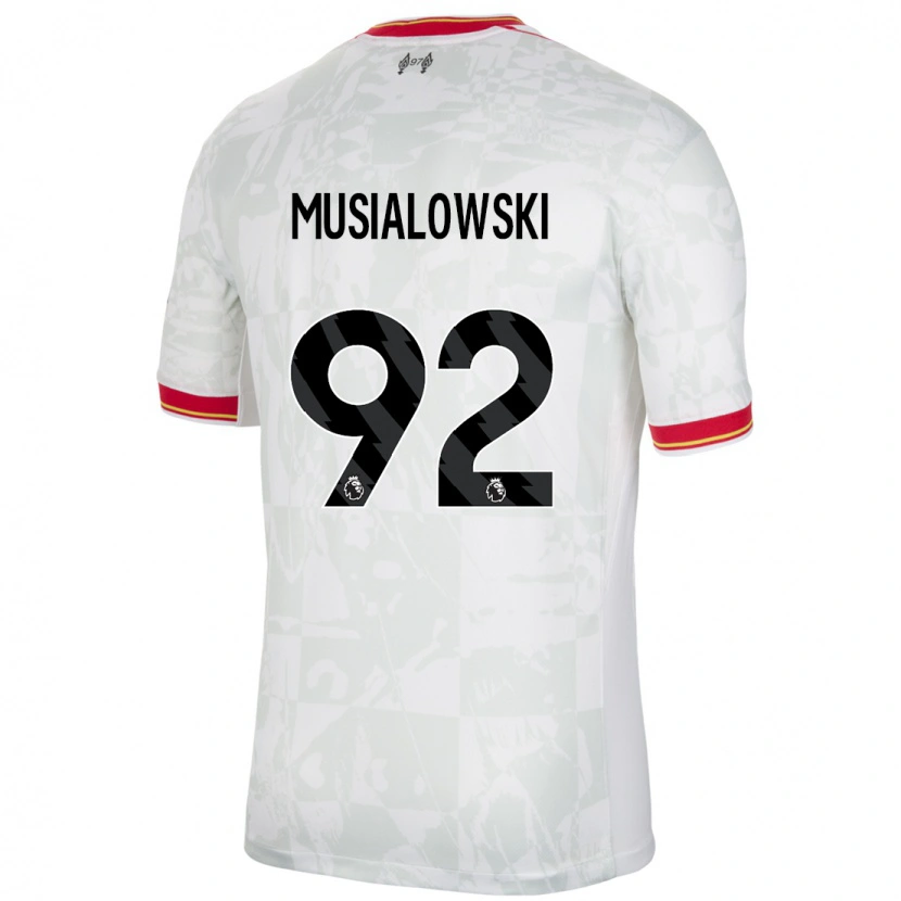 Danxen Bambino Maglia Mateusz Musialowski #92 Bianco Rosso Nero Kit Gara Third 2024/25 Maglietta