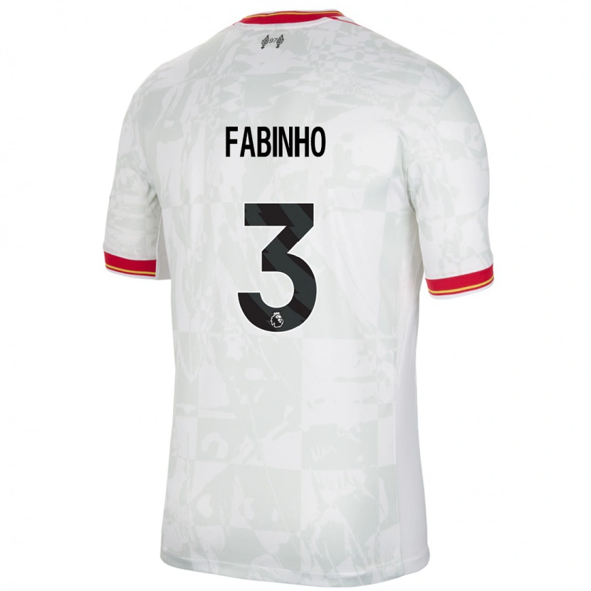 Danxen Bambino Maglia Fabinho #3 Bianco Rosso Nero Kit Gara Third 2024/25 Maglietta