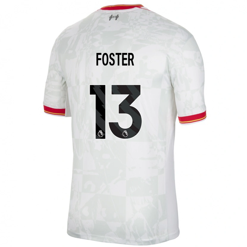 Danxen Bambino Maglia Rylee Foster #13 Bianco Rosso Nero Kit Gara Third 2024/25 Maglietta