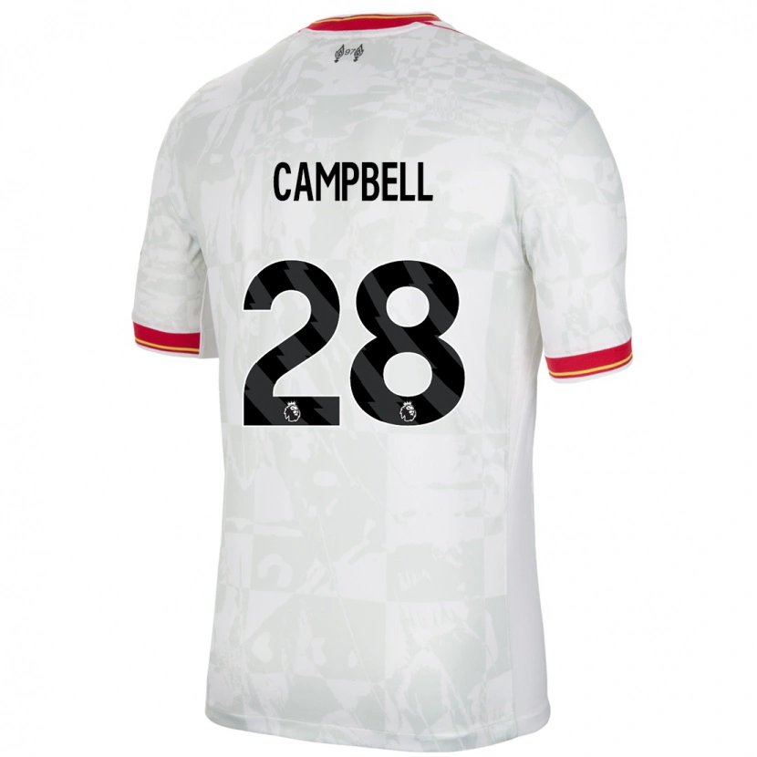 Danxen Bambino Maglia Megan Campbell #28 Bianco Rosso Nero Kit Gara Third 2024/25 Maglietta