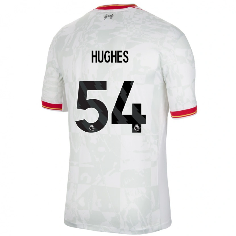 Danxen Bambino Maglia Liam Hughes #54 Bianco Rosso Nero Kit Gara Third 2024/25 Maglietta