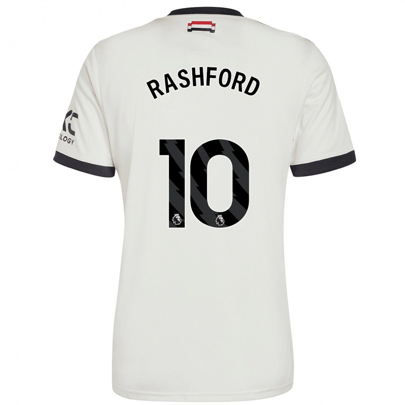 Danxen Bambino Maglia Marcus Rashford #10 Bianco Sporco Kit Gara Third 2024/25 Maglietta