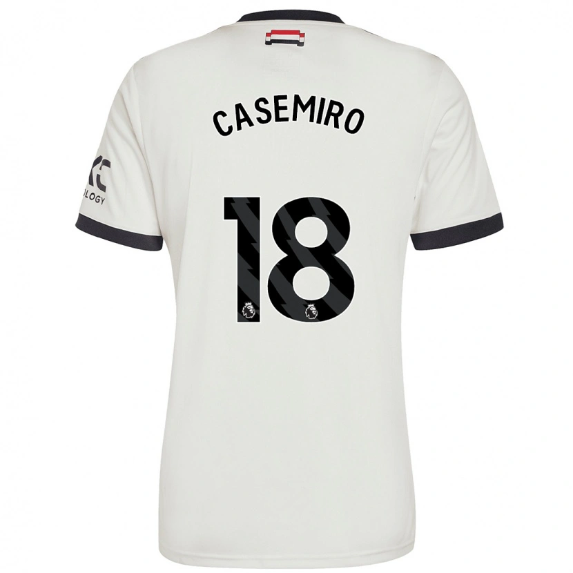 Danxen Bambino Maglia Casemiro #18 Bianco Sporco Kit Gara Third 2024/25 Maglietta