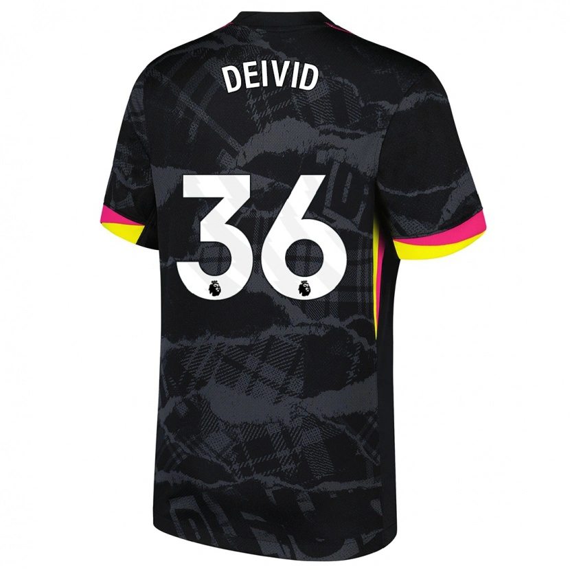Danxen Bambino Maglia Deivid Washington #36 Nero Rosa Kit Gara Third 2024/25 Maglietta