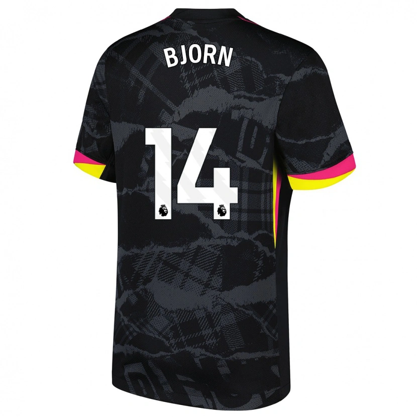 Danxen Bambino Maglia Nathalie Björn #14 Nero Rosa Kit Gara Third 2024/25 Maglietta