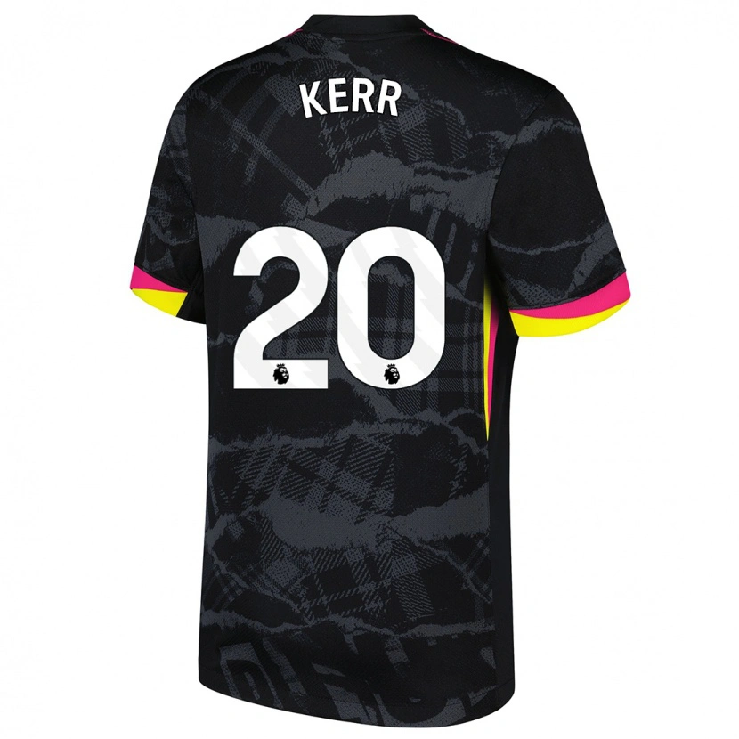 Danxen Bambino Maglia Sam Kerr #20 Nero Rosa Kit Gara Third 2024/25 Maglietta