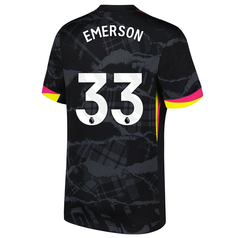 Danxen Bambino Maglia Emerson #33 Nero Rosa Kit Gara Third 2024/25 Maglietta
