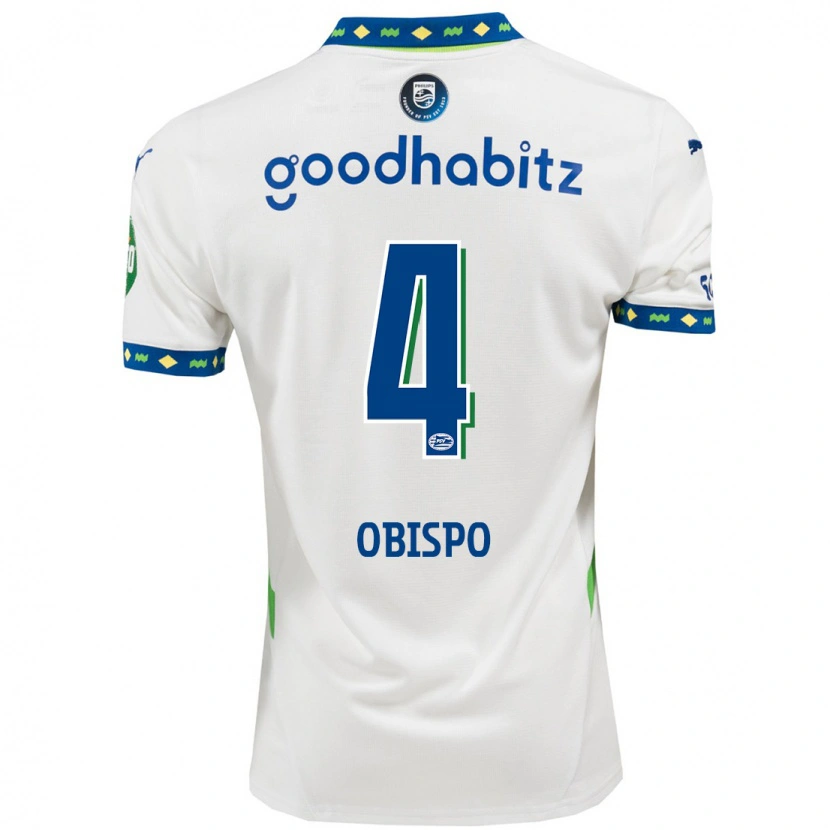 Danxen Bambino Maglia Armando Obispo #4 Bianco Blu Scuro Kit Gara Third 2024/25 Maglietta