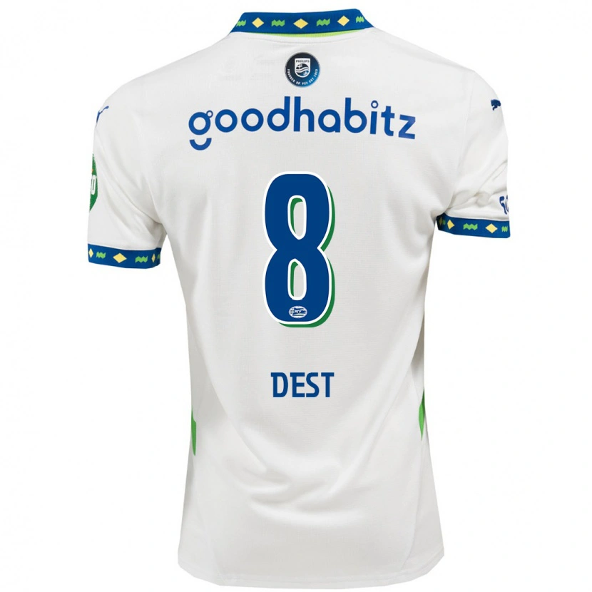 Danxen Bambino Maglia Sergiño Dest #8 Bianco Blu Scuro Kit Gara Third 2024/25 Maglietta