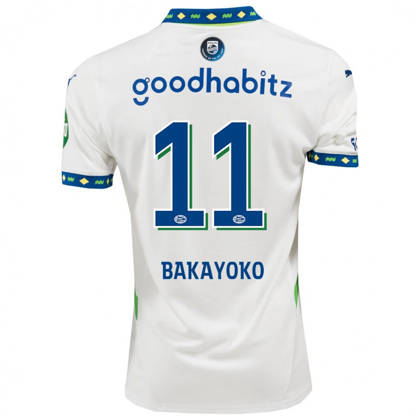 Danxen Bambino Maglia Johan Bakayoko #11 Bianco Blu Scuro Kit Gara Third 2024/25 Maglietta