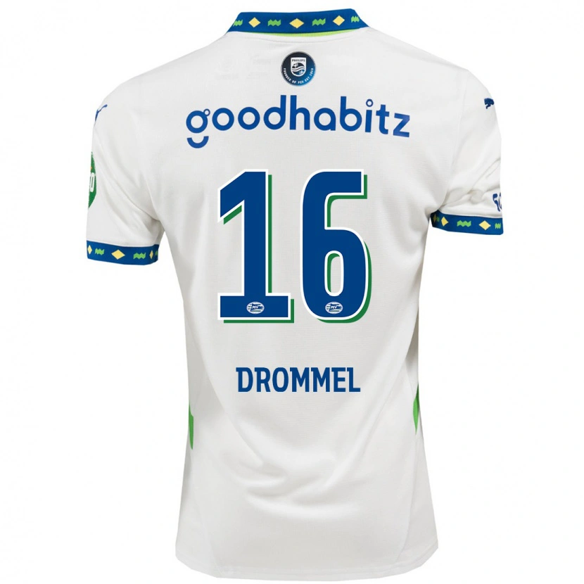 Danxen Bambino Maglia Joël Drommel #16 Bianco Blu Scuro Kit Gara Third 2024/25 Maglietta