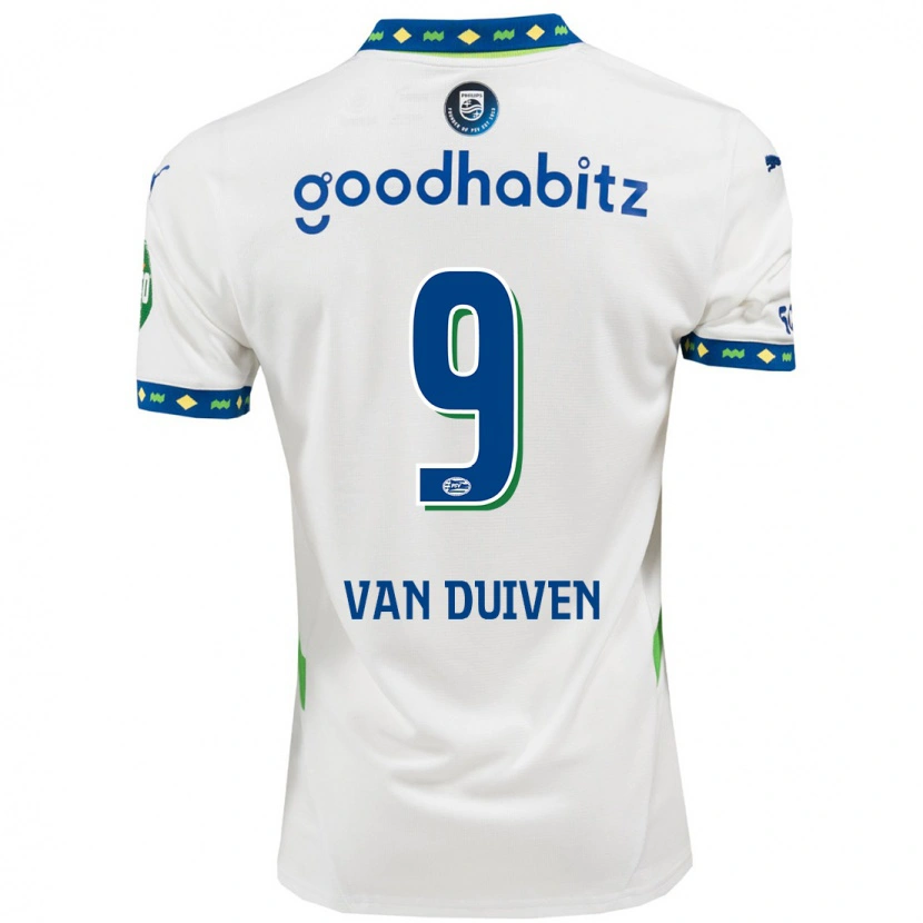 Danxen Bambino Maglia Jason Van Duiven #9 Bianco Blu Scuro Kit Gara Third 2024/25 Maglietta